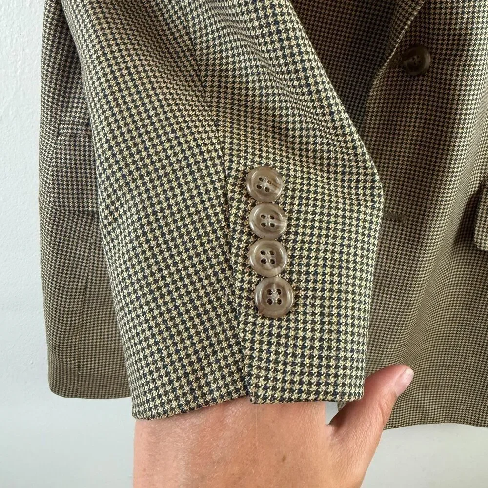 Brooks Brothers Blazer Suit Jacket Men 42 SHORT Brown Plaid Silk Wool Office
